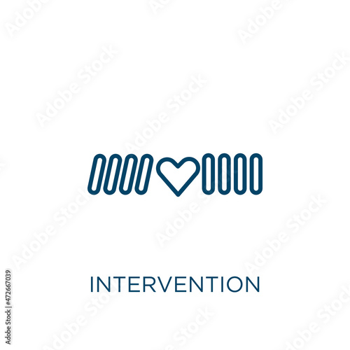 intervention icon. Thin linear intervention outline icon isolated on white background. Line vector intervention sign, symbol for web and mobile.
