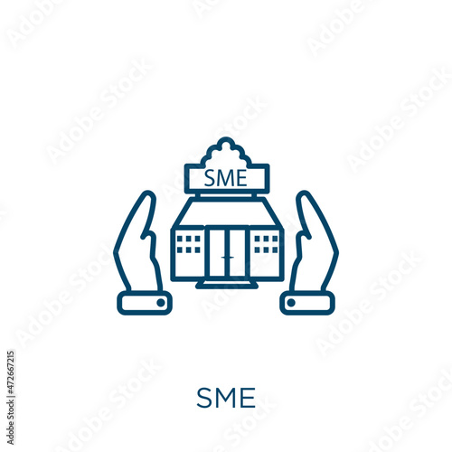 sme icon. Thin linear sme outline icon isolated on white background. Line vector sme sign, symbol for web and mobile.