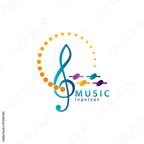 Music school logo vector illustration design, disco, vocal course, composer, singer vector logo