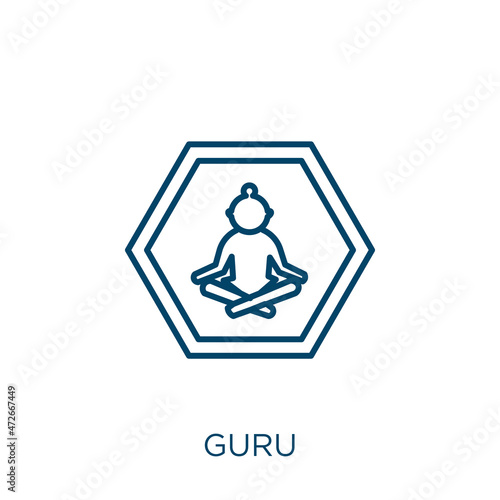 guru icon. Thin linear guru outline icon isolated on white background. Line vector guru sign, symbol for web and mobile.