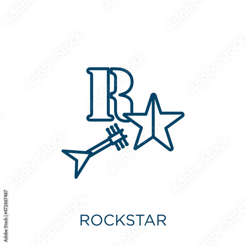 rockstar icon. Thin linear rockstar outline icon isolated on white background. Line vector rockstar sign, symbol for web and mobile.