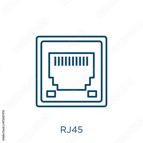 rj45 icon. Thin linear rj45 outline icon isolated on white background. Line vector rj45 sign, symbol for web and mobile. photo