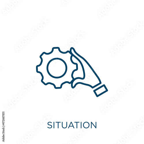 situation icon. Thin linear situation outline icon isolated on white background. Line vector situation sign, symbol for web and mobile.
