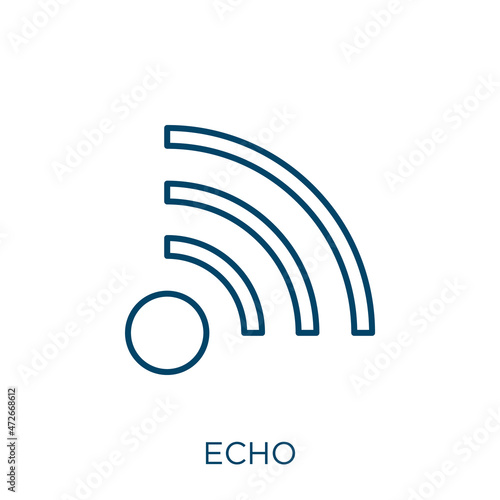 echo icon. Thin linear echo outline icon isolated on white background. Line vector echo sign, symbol for web and mobile.