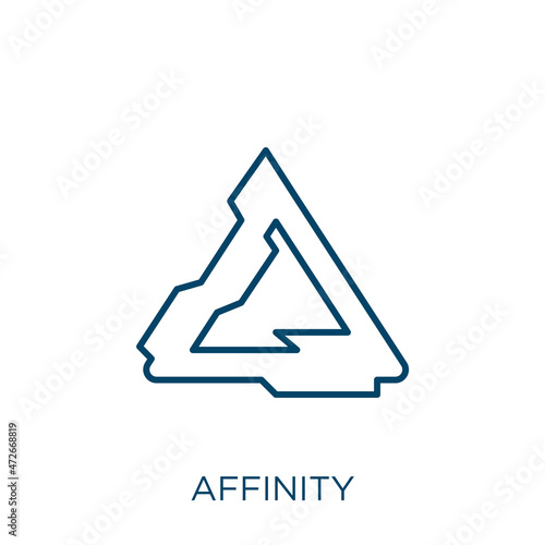 affinity icon. Thin linear affinity outline icon isolated on white background. Line vector affinity sign, symbol for web and mobile.