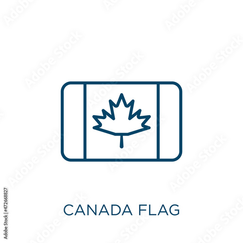 canada flag icon. Thin linear canada flag outline icon isolated on white background. Line vector canada flag sign, symbol for web and mobile.