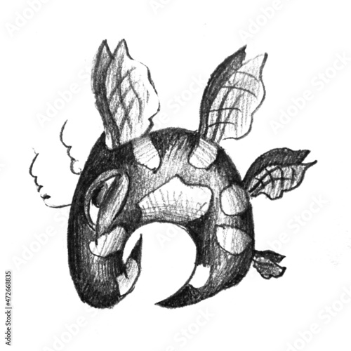 Handdrawn artwork of Fabulous booger on white background. Logo design, postcard, baby wall poster