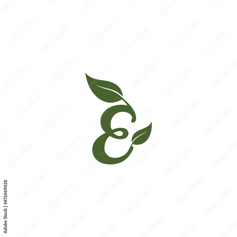 Initial e logo vector leaf template Initial e logo vector leaf template