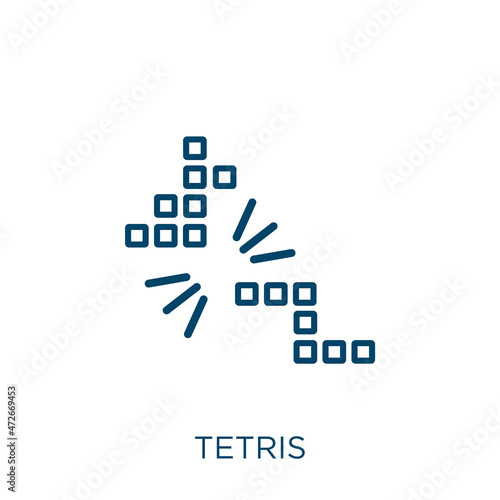 tetris icon. Thin linear tetris outline icon isolated on white background. Line vector tetris sign, symbol for web and mobile.
