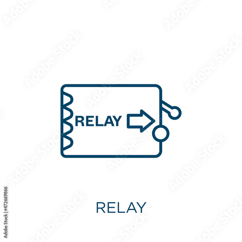 relay icon. Thin linear relay outline icon isolated on white background. Line vector relay sign, symbol for web and mobile. photo