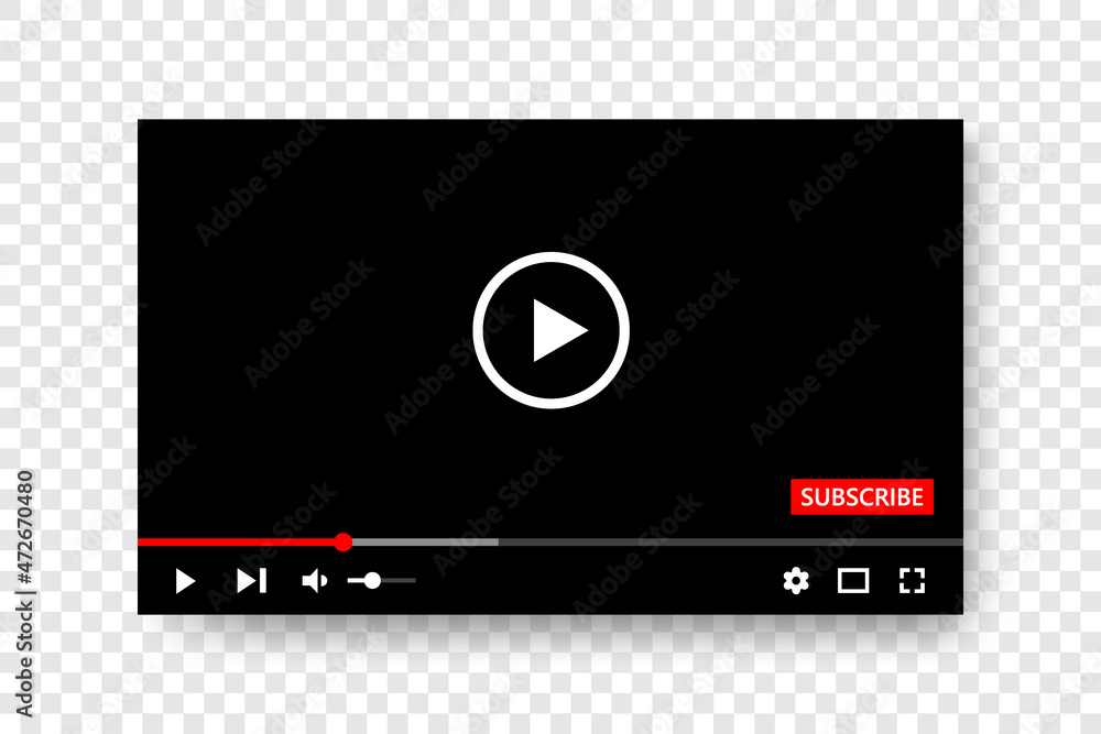 Web video player interface design for media webpage. Video full frame element to blog channel. Multimedia player interface mockup template. Web video player interface design for media webpage. Video full frame element to blog channel. Multimedia player interface mockup template.