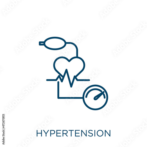 hypertension icon. Thin linear hypertension outline icon isolated on white background. Line vector hypertension sign, symbol for web and mobile.