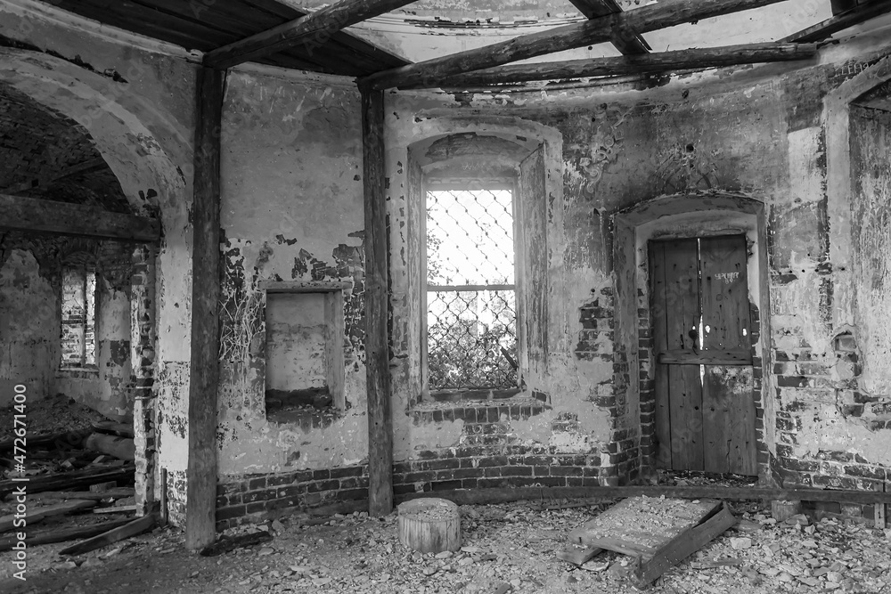 the interior of an abandoned temple the interior of an abandoned temple