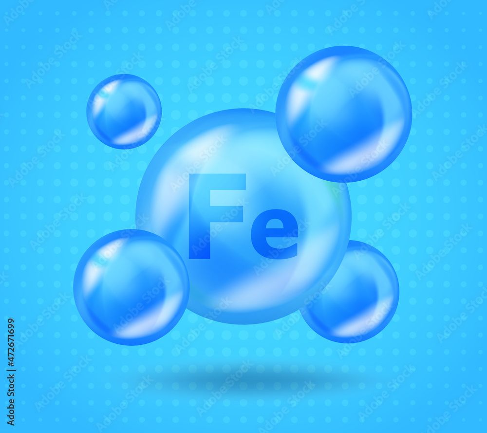 Realistic mineral Fe Iron design. Vitamin complex design for beauty, cosmetic, heath advertising. 3D Mineral Fe Iron drop pill capsule. Realistic mineral Fe Iron design. Vitamin complex design for beauty, cosmetic, heath advertising. 3D Mineral Fe Iron drop pill capsule.