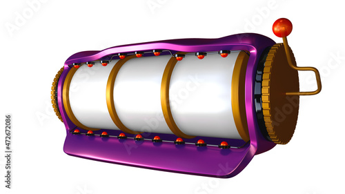 3d render of the slot machine. violet model of one hand bandit