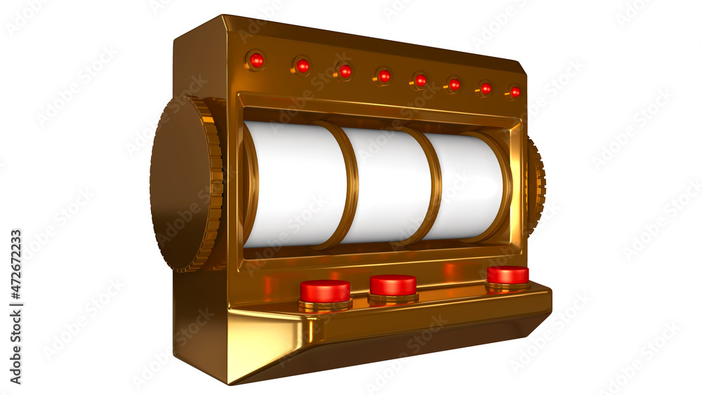 The Gold slot machine wins the jackpot 777. Gambling concept, 3D rendering. Big win or jackpot. 3D model The Gold slot machine wins the jackpot 777. Gambling concept, 3D rendering. Big win or jackpot. 3D model