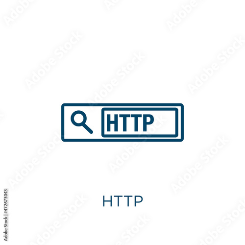 http icon. Thin linear http outline icon isolated on white background. Line vector http sign, symbol for web and mobile.