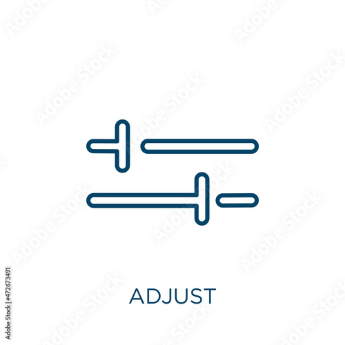 adjust icon. Thin linear adjust outline icon isolated on white background. Line vector adjust sign, symbol for web and mobile.