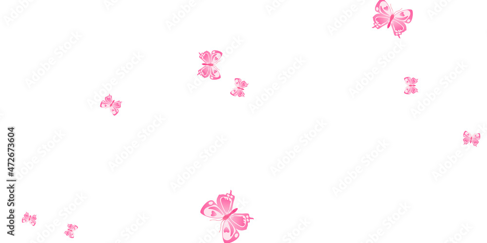 Magic pink butterflies isolated vector wallpaper. Summer ornate moths. Simple butterflies isolated dreamy background. Delicate wings insects patten. Tropical beings.