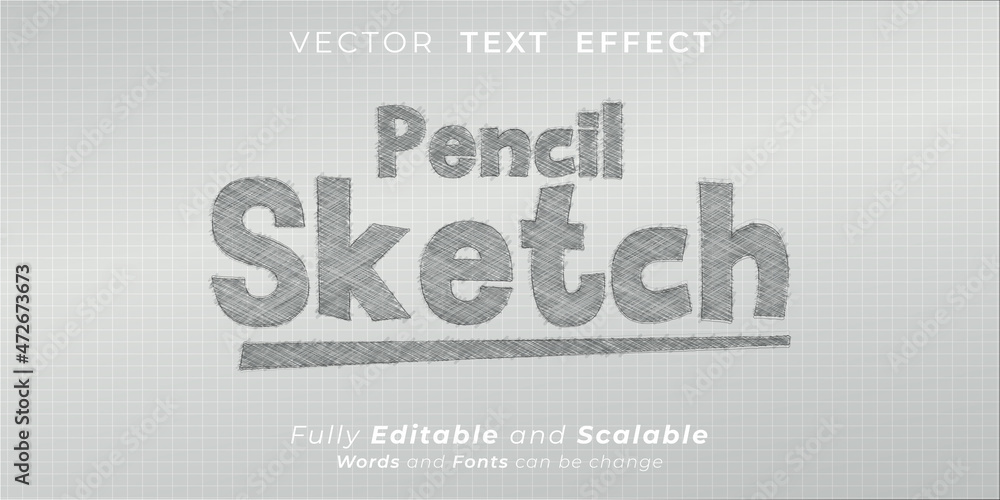Obraz premium Sketch text effect, Editable pencil sketch text style