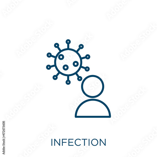 infection icon. Thin linear infection outline icon isolated on white background. Line vector infection sign, symbol for web and mobile.