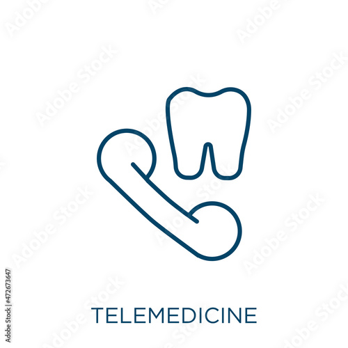 telemedicine icon. Thin linear telemedicine outline icon isolated on white background. Line vector telemedicine sign, symbol for web and mobile.