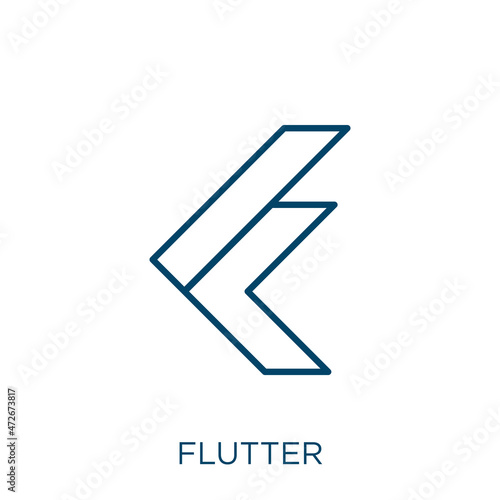 flutter icon. Thin linear flutter outline icon isolated on white background. Line vector flutter sign, symbol for web and mobile.