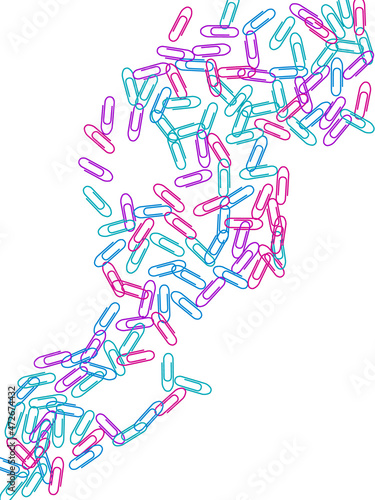 Stationary paperclips isolated on white background