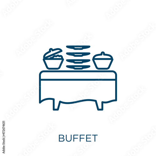 buffet icon. Thin linear buffet outline icon isolated on white background. Line vector buffet sign, symbol for web and mobile.