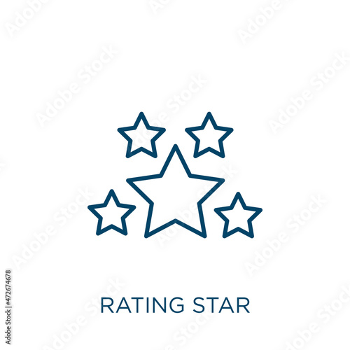 rating star icon. Thin linear rating star outline icon isolated on white background. Line vector rating star sign, symbol for web and mobile.