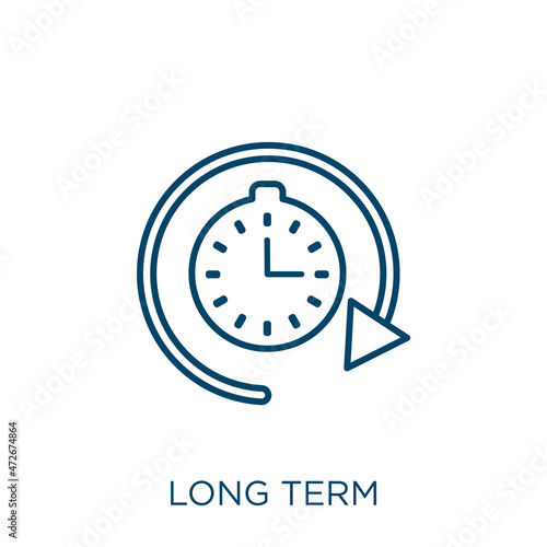 long term icon. Thin linear long term outline icon isolated on white background. Line vector long term sign, symbol for web and mobile.