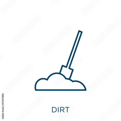 dirt icon. Thin linear dirt outline icon isolated on white background. Line vector dirt sign, symbol for web and mobile.