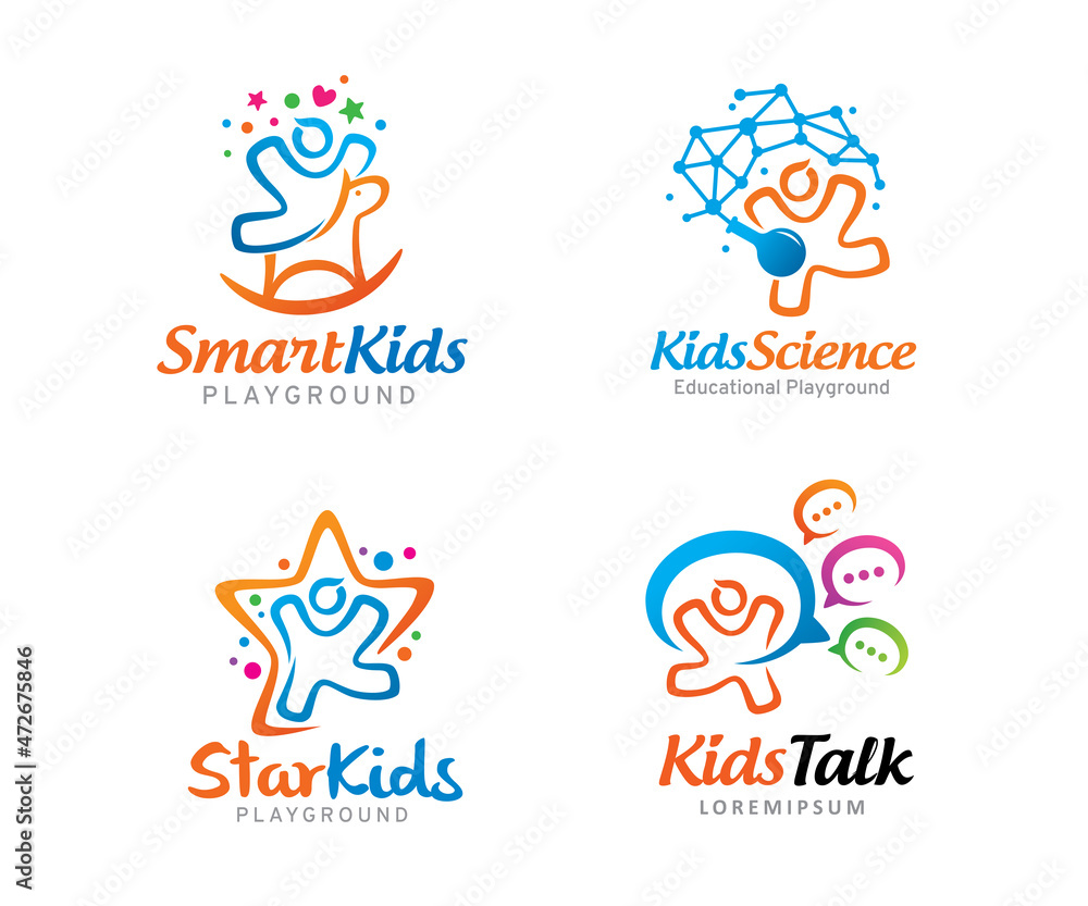 Kids logo symbol or icon template