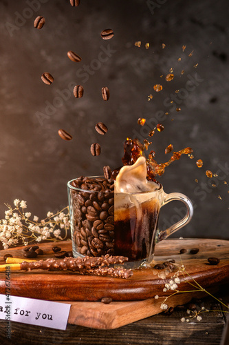 Cup of coffee abstract background