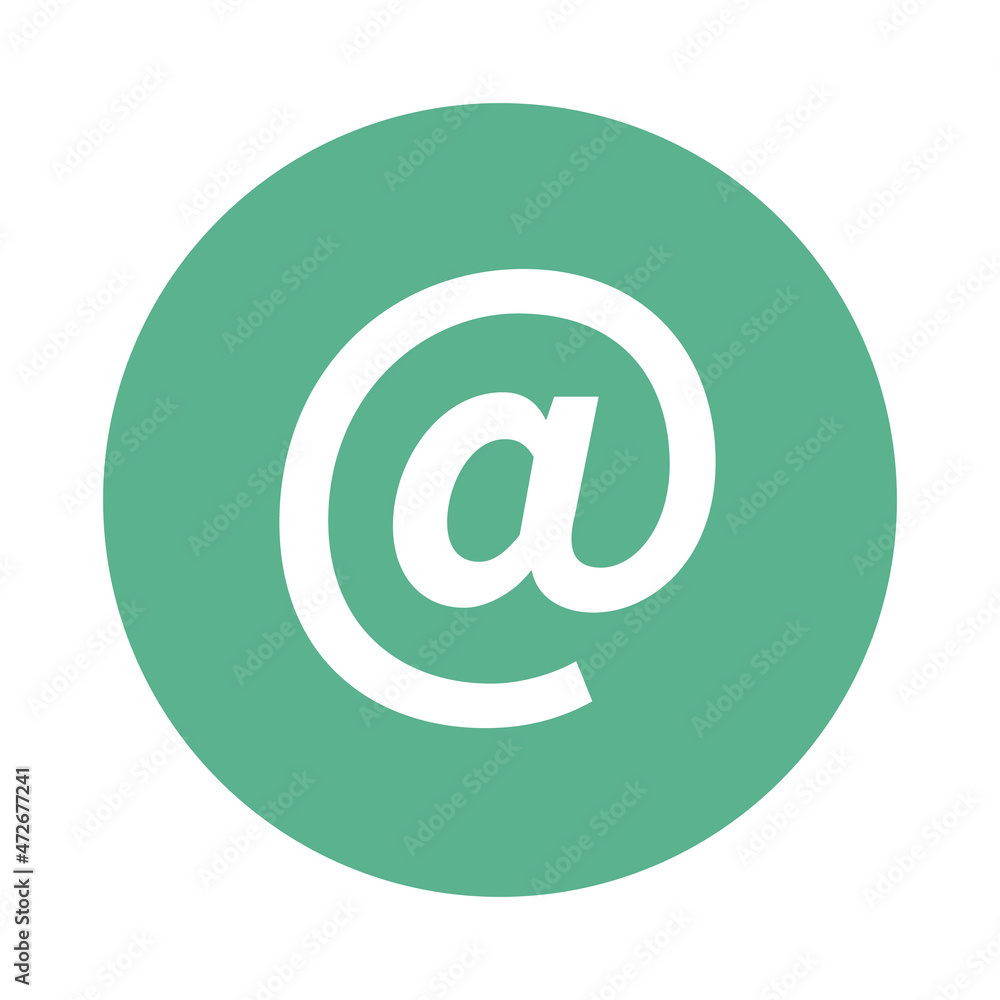 Flat at sign icon. Green round vector. Flat at sign icon. Green round vector.