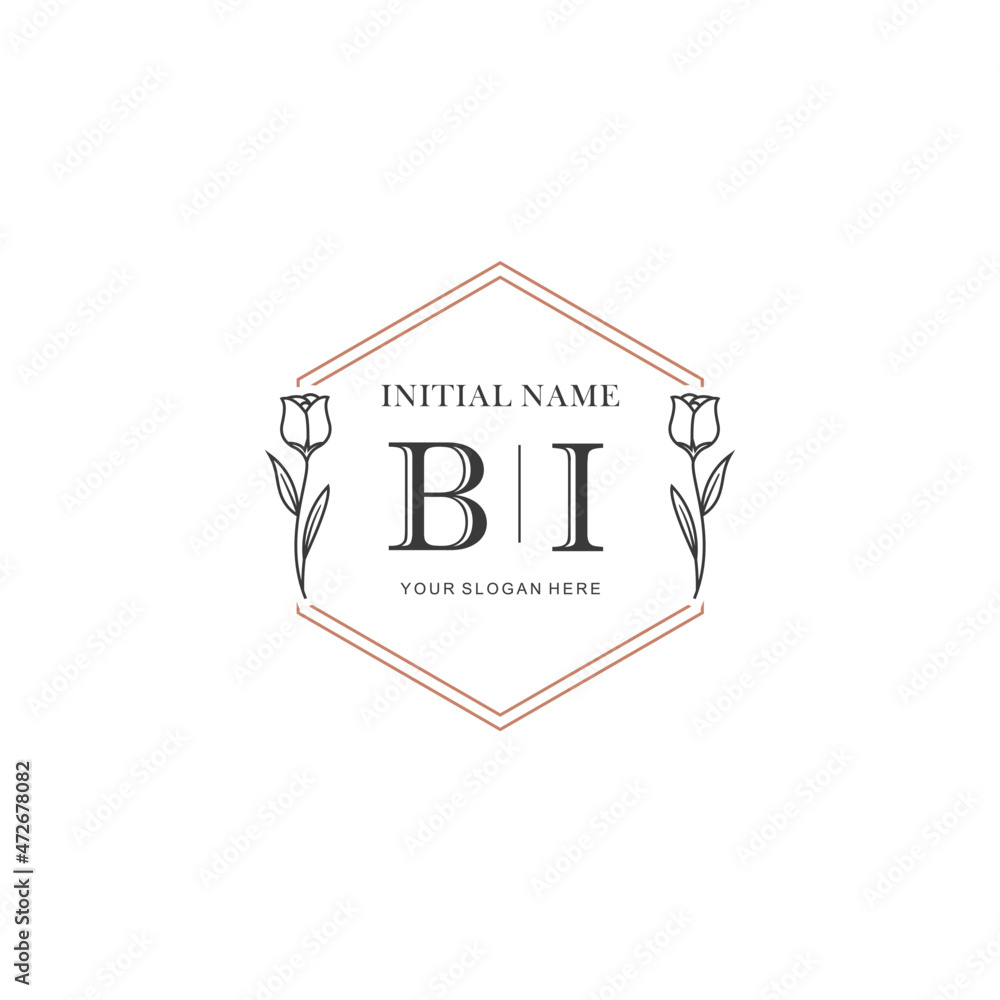 BI Hand drawn wedding monogram logo BI Hand drawn wedding monogram logo