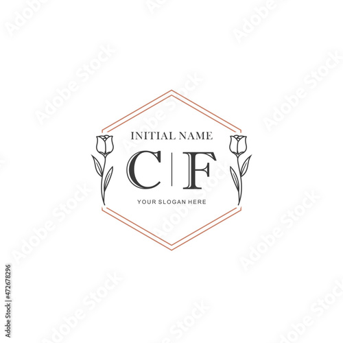 CF Hand drawn wedding monogram logo