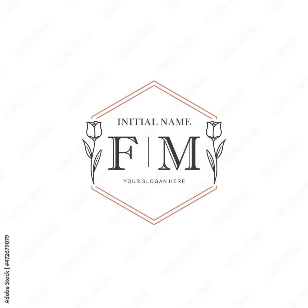 FM Hand drawn wedding monogram logo Stock Vector | Adobe Stock