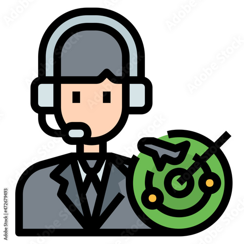 air traffic controller Color line icon