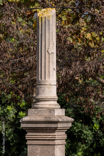 broken column, symbol of interrupted existence, Alaró Cemetery, Mallorca, Balearic Islands, Spain