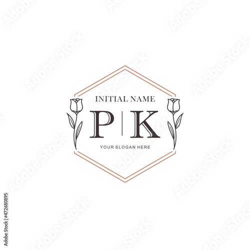 PK Hand drawn wedding monogram logo