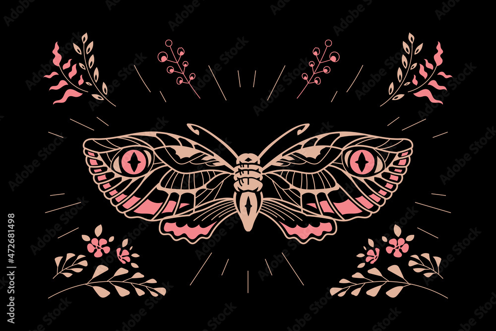 Esoteric Owl Butterfly Tropic Insect Concept Suitable for Decoration and Background Esoteric Owl Butterfly Tropic Insect Concept Suitable for Decoration and Background