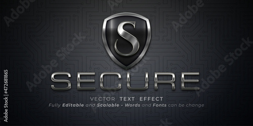 Editable text effect with graphic style - Secure style logo concept