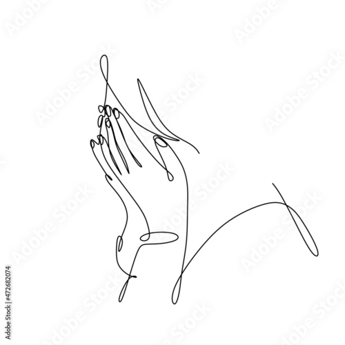 continuous drawing with one line a woman's face wipes tears with her hands