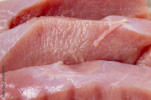 Raw turkey steaks on a close-up. Turkey breast fillet full screen. Diet meat