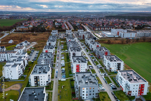 Beautiful sunset over the Rotmanka village in Poland