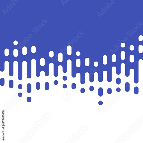 Abstract seamless vector transition of two colors. Rounded lines blended in. Pattern of white and indigo lines. Looks like dipping paint or rain. Vector illustration on indigo background