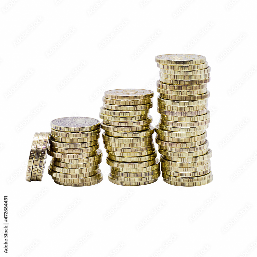 Gold coins isolated on a white background. Gold coins isolated on a white background.