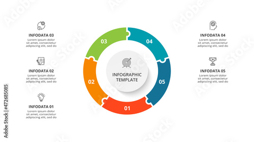 Diagram concept for infographic with 5 steps, options, parts or processes. Business data visualization.