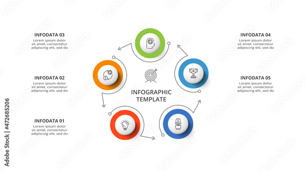 Diagram concept for infographic with 5 steps, options, parts or processes. Business data visualization. Diagram concept for infographic with 5 steps, options, parts or processes. Business data visualization.